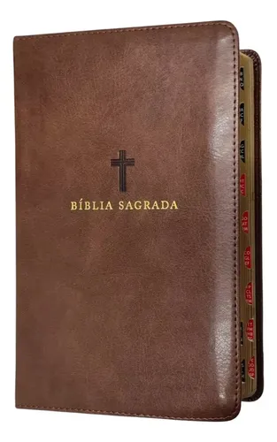 D Nq Np 608802 Mlb76355383106 052024 O Biblia Sagrada Nvi Couro Soft Marrom Letra Grande Com Indice Palavras De Jesus Em Vermelho