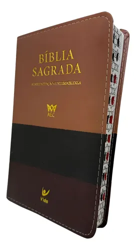 D Nq Np 654318 Mlb101354761215 122025 O Biblia Sagrada Slim Almeida Edicao Contemporanea Palavras De Jesus Em Vermelho Tricolor Marrom Preta E Caramelo Luxo Com Indice