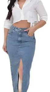 D Nq Np 716325 Mlb86162871860 062025 O Saia Jeans Feminina Longa Midi Evangelica Cintura Alta
