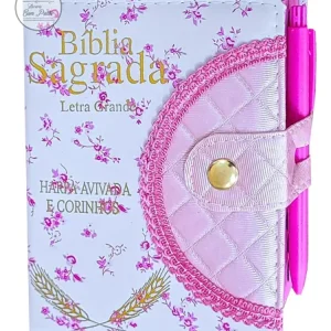 D Nq Np 776396 Mlb81953907172 022025 O Biblia Sagrada Feminina Com Harpa Letra Grande Rosa Caneta