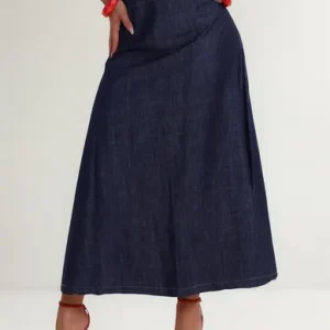 D Nq Np 787254 Mlb87177384066 072025 O Saia Evas Longa Midi Evangelica Cintura Alta Jeans E Linho