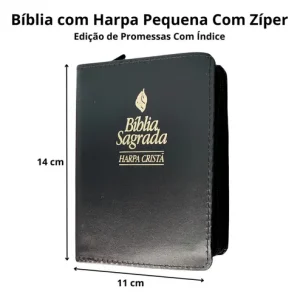 D Nq Np 832626 Mlb81921536976 012025 O Biblia Sagrada Pequena Com Harpa Crista Ziper E Indice Lateral Capa Cor Preta