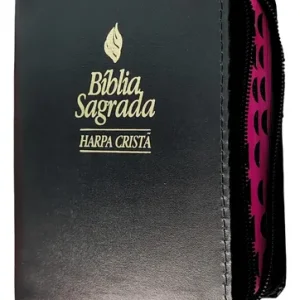 D Nq Np 857470 Mlb81921468596 012025 O Biblia Sagrada Pequena Com Harpa Crista Ziper E Indice Lateral Capa Preta