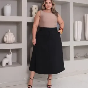 D Nq Np 898454 Mlb106500795405 022026 O Saia Alfaiataria Feminina Plus Size Midi Evangelica Casual