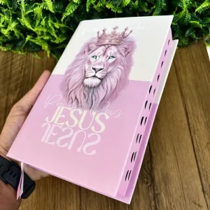 D Nq Np 928389 Mlb81405001178 122024 O Biblia Sagrada Feminina Rei Dos Reis Rosa Capa Dura Letras Medias Com Harpa E Indice Palavras De Jesus Destacadas Em Vermelho