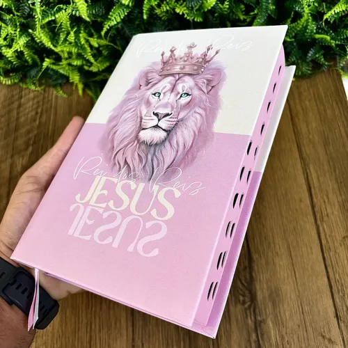 D Nq Np 928389 Mlb81405001178 122024 O Biblia Sagrada Feminina Rei Dos Reis Rosa Capa Dura Letras Medias Com Harpa E Indice Palavras De Jesus Destacadas Em Vermelho
