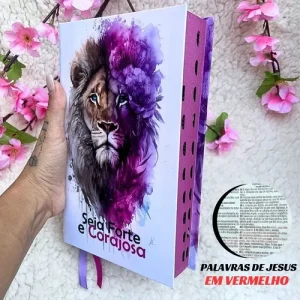 D Nq Np 952597 Mlb114063362692 072026 O Biblia Sagrada Feminina Seja Forte E Corajosa Leao Capa Dura Letras Medias Com Harpa E Indice Palavras De Jesus Em Vermelho Evangelica
