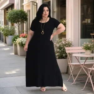 D Nq Np 964013 Mlb113896508602 072026 O Vestido Plus Size Basico Moda Casual Confortavel Liso Vero