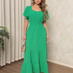 D Nq Np 969439 Mlb90766480475 082025 O Vestido Longo Com Manguinhas Confortavel Lastex Elegante