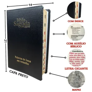 D Nq Np 995039 Mlb113660023769 062026 O Biblia Letra Gigante Arc Almeida Revista Corrigida Palavras De Jesus Em Vermelho Pjv Joo Ferreira Jfa